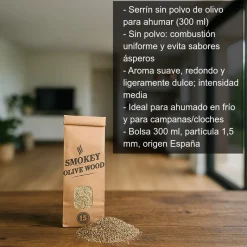 Serrín sin polvo de madera de olivo para ahumar - 300 ml