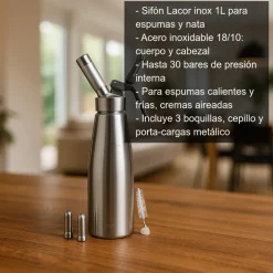 Sifón de acero para espumas calientes y frías - 1 litro