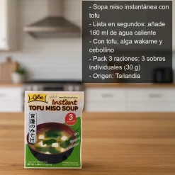 Sopa miso instantánea con tofu- - 3 raciones
