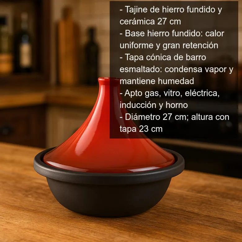 Tajine de hierro fundido y cerámica - 27 cm