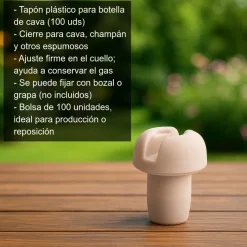 Tapón plástico para botella de cava - 100 uds