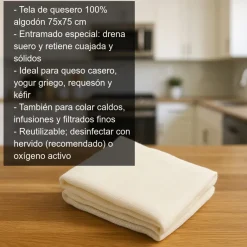 Tela de quesero 100% algodón - 75x75 cm