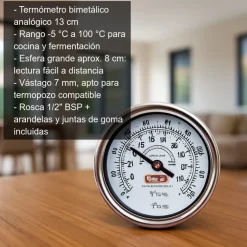 Termómetro bimetálico - 13cm