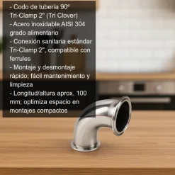 Tubería 90º Tri-Clamp de 2