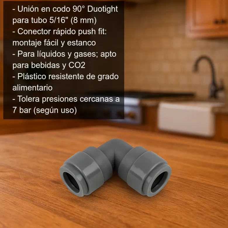 Unión en codo para tubo de 5/16"
