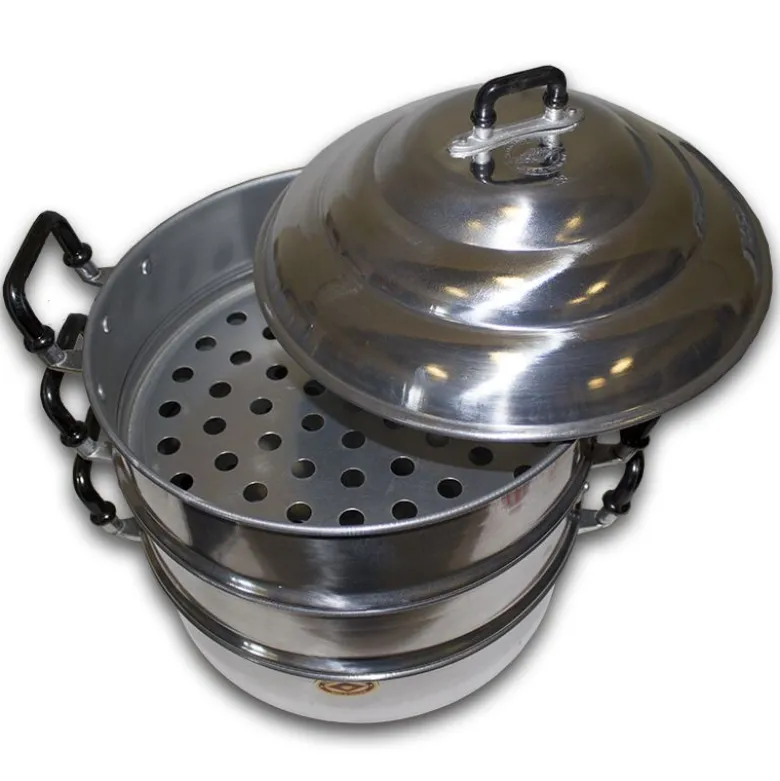 Vaporera de aluminio de dos niveles - 28 cm
