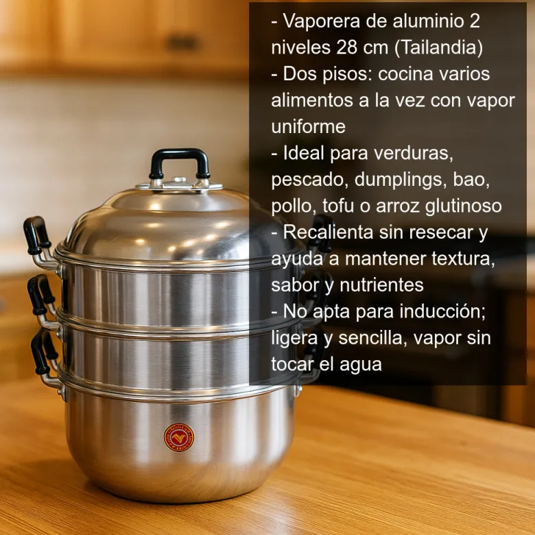 Vaporera de aluminio de dos niveles - 28 cm