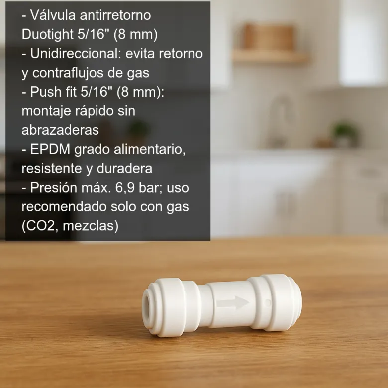 Válvula antirretorno para tubo de 5/16"
