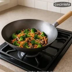 Wok de acero al carbono de base plana - 35cm